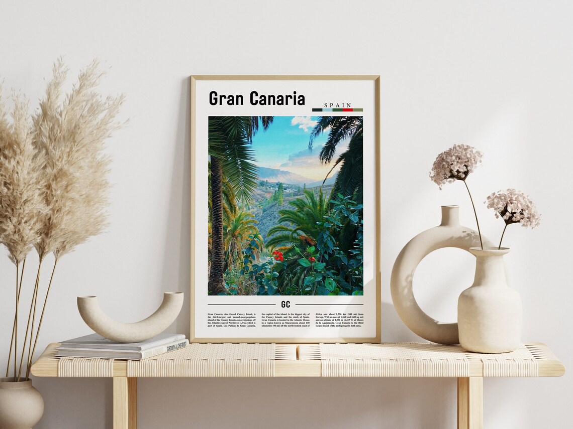 Gran Canaria Spain Tropical Palm Valley Lush Photo Travel Poster - Image 3