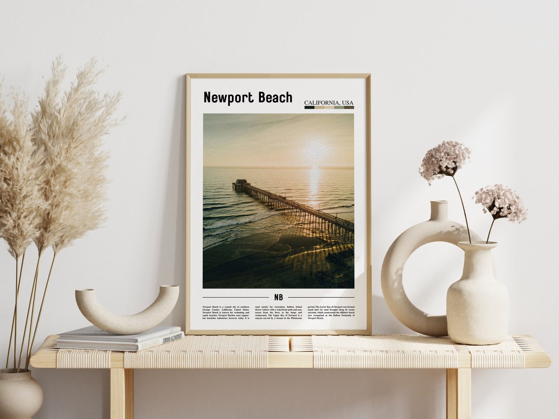 Newport Beach California Pier Sunset Ocean Coastal Travel Poster - Image 3