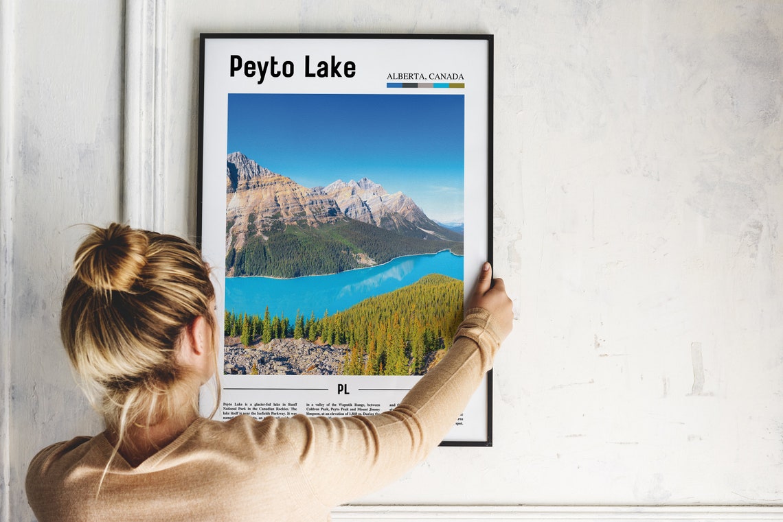 Peyto Lake Alberta Canada Turquoise Glacial Lake Travel Poster - Image 2