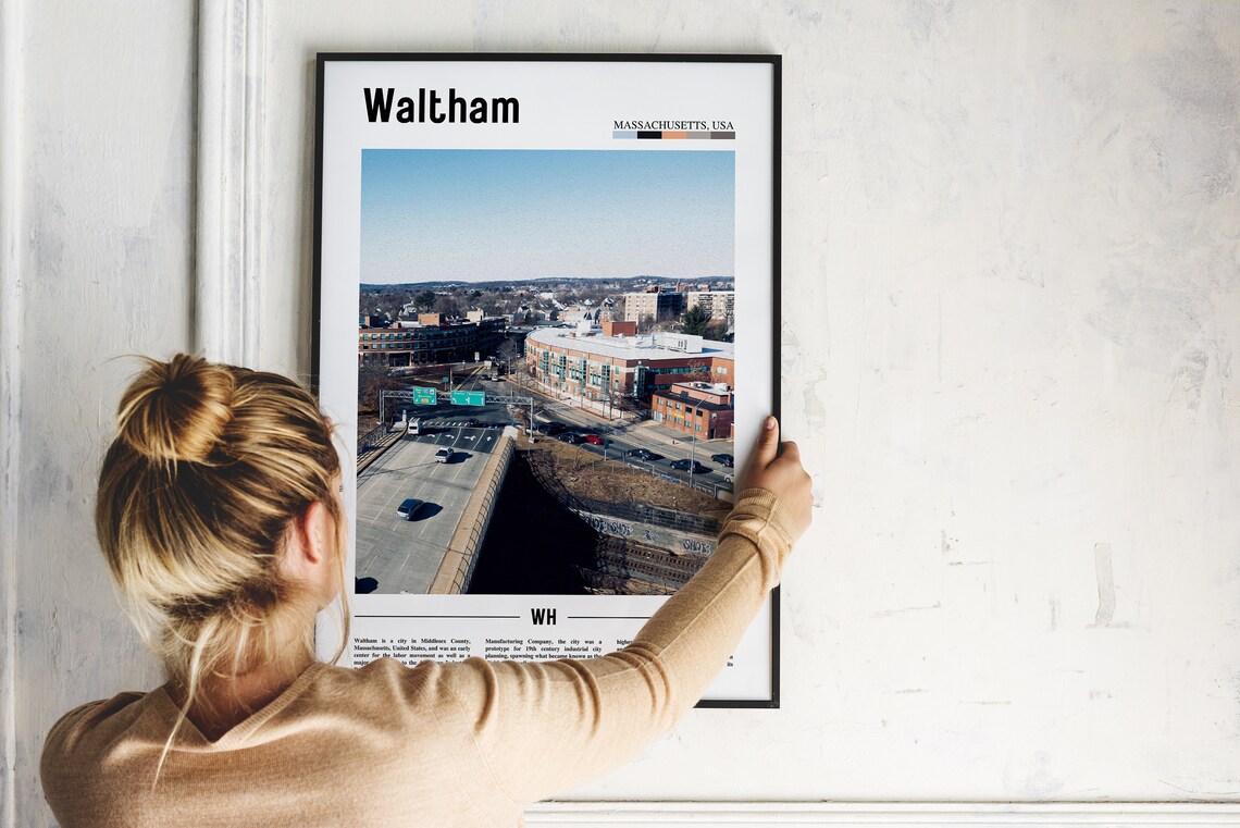 Waltham Massachusetts Aerial Highway Cityscape Photo Travel Art Poster - Image 2
