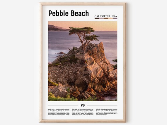 Pebble Beach Lone Cypress at Sunset Coastal Travel Poster California
