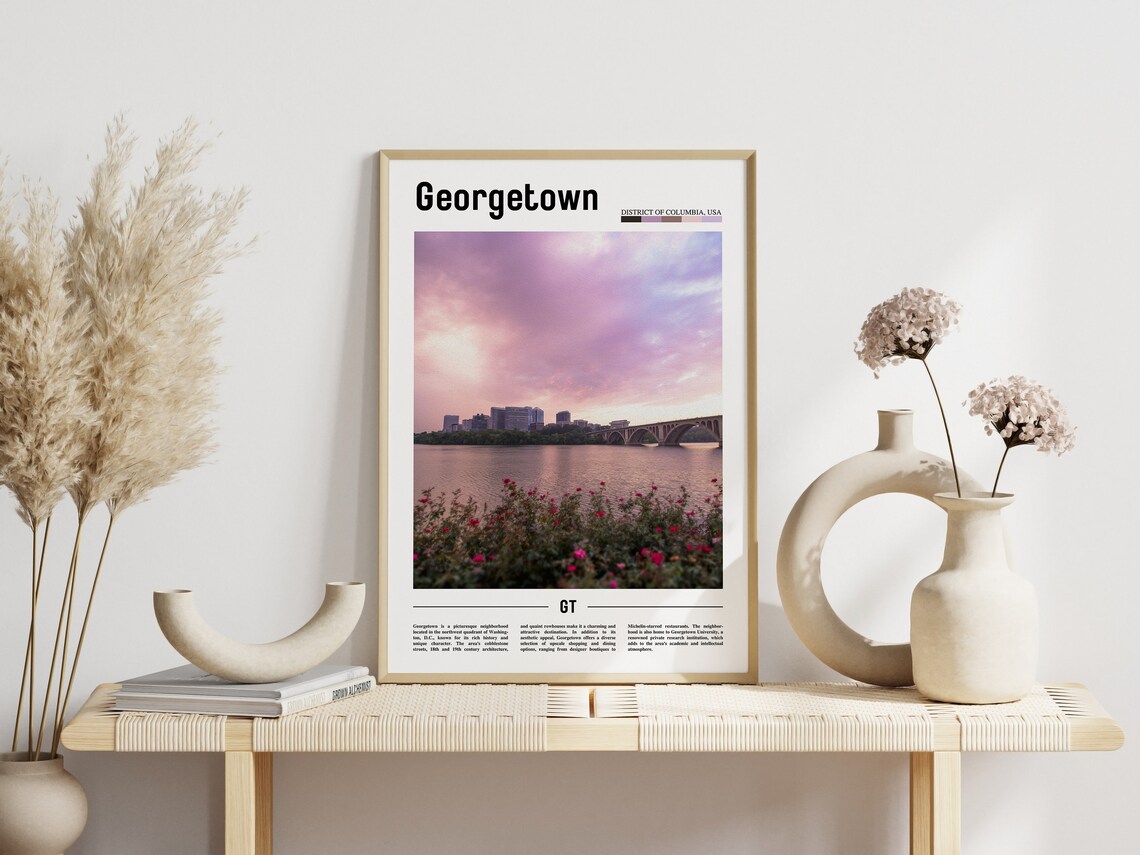 Georgetown Washington DC River Bridge Sunset Travel Photo Poster - Image 3