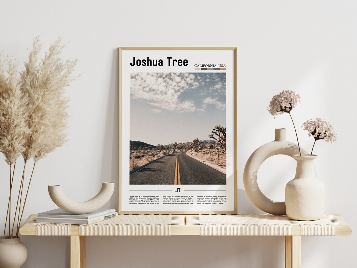 Scenic Joshua Tree California Desert Road Travel Photo Poster - Image 3