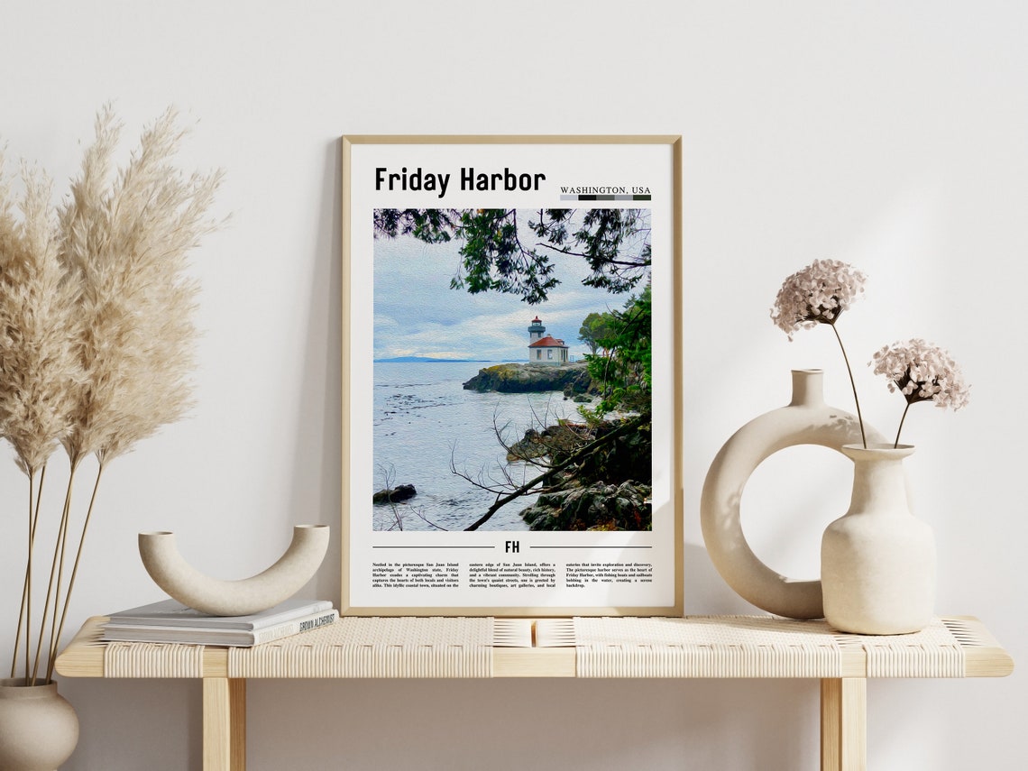 Friday Harbor Washington Island Lighthouse Rocky Coastline Poster - Image 3