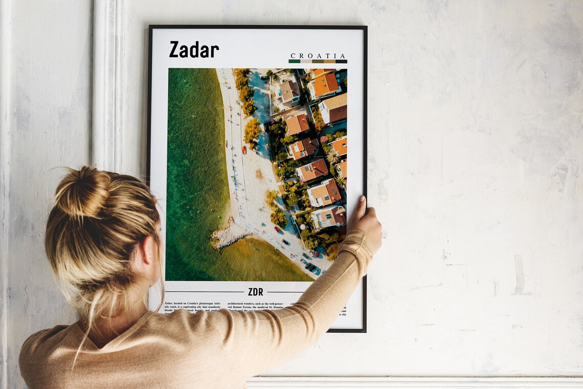 Zadar Croatia Travel Photography Poster Aerial Seaside Promenade - Image 2
