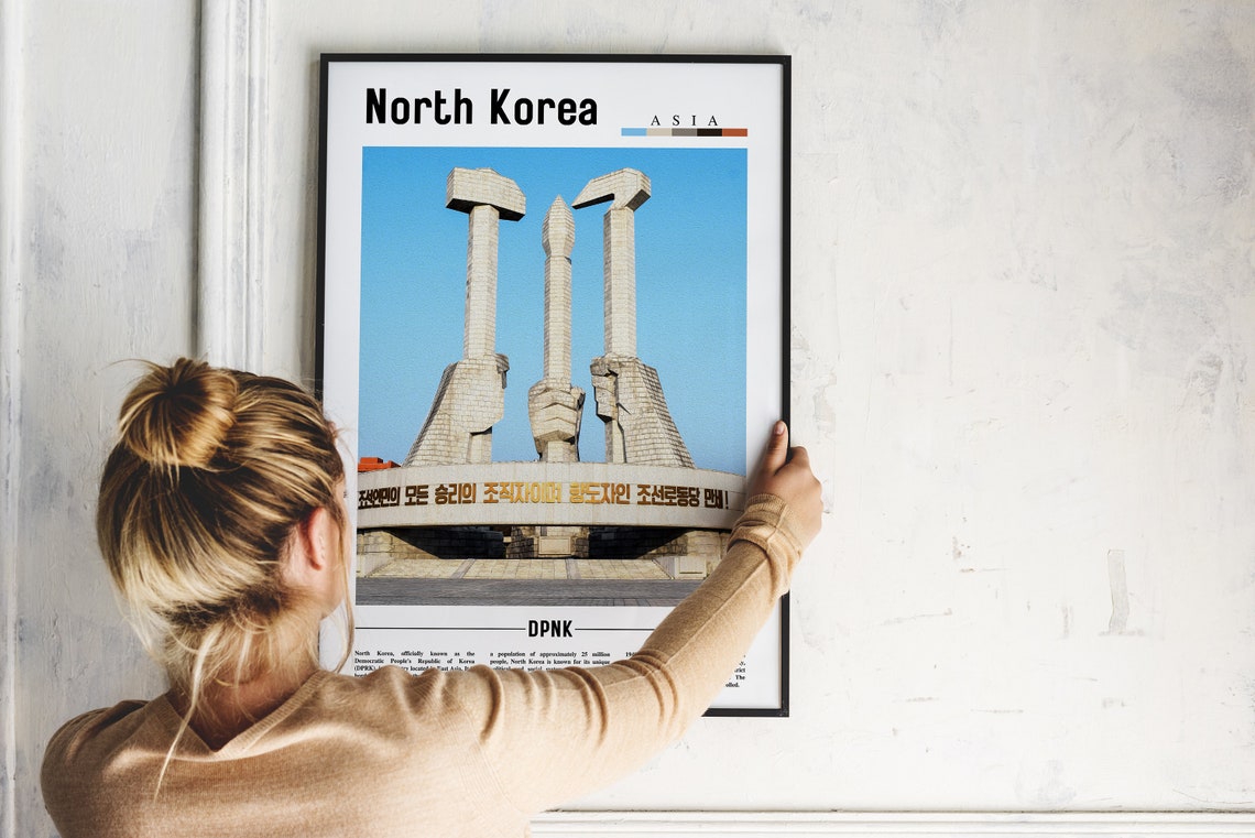 North Korea Poster North Korea Print North Korea Wall Art Asia Print Asia Poster Asia Photo Minimal Travel Poster - Image 2