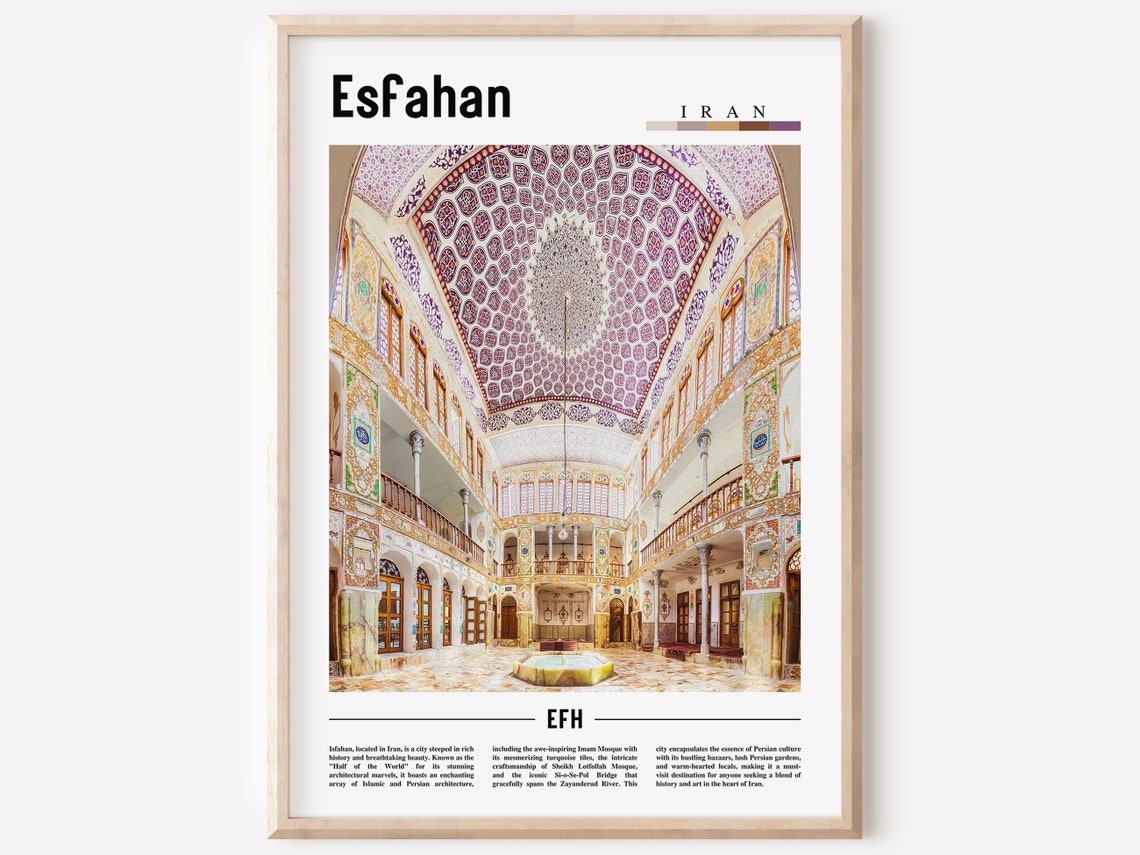 Esfahan Iran Ornate Dome Interior Tilework Travel Photo Poster