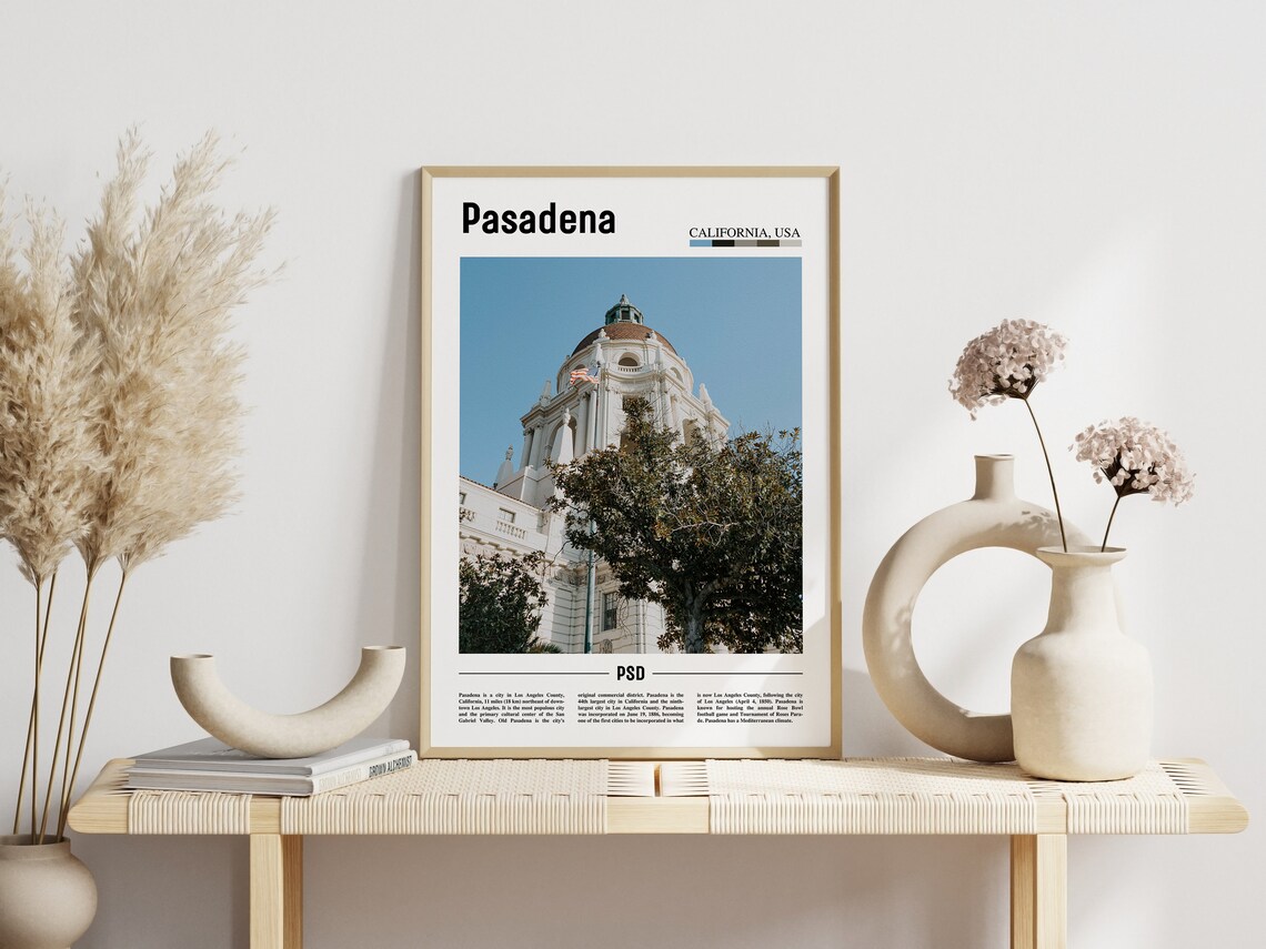 Pasadena Minimal Travel Poster, Oil Painting Style - Image 3