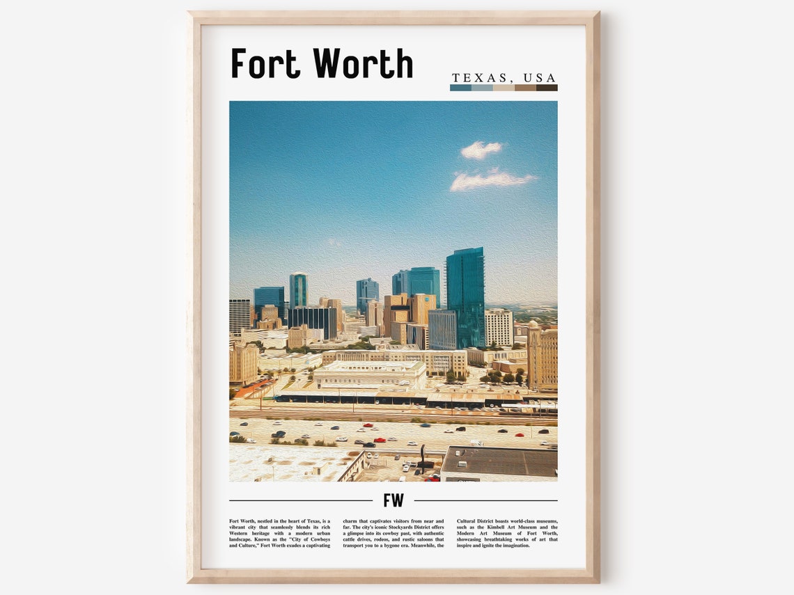 Fort Worth Poster Fort Worth Print Fort Worth Wall Art United States Photo United States Poster United States Print Travel Poster