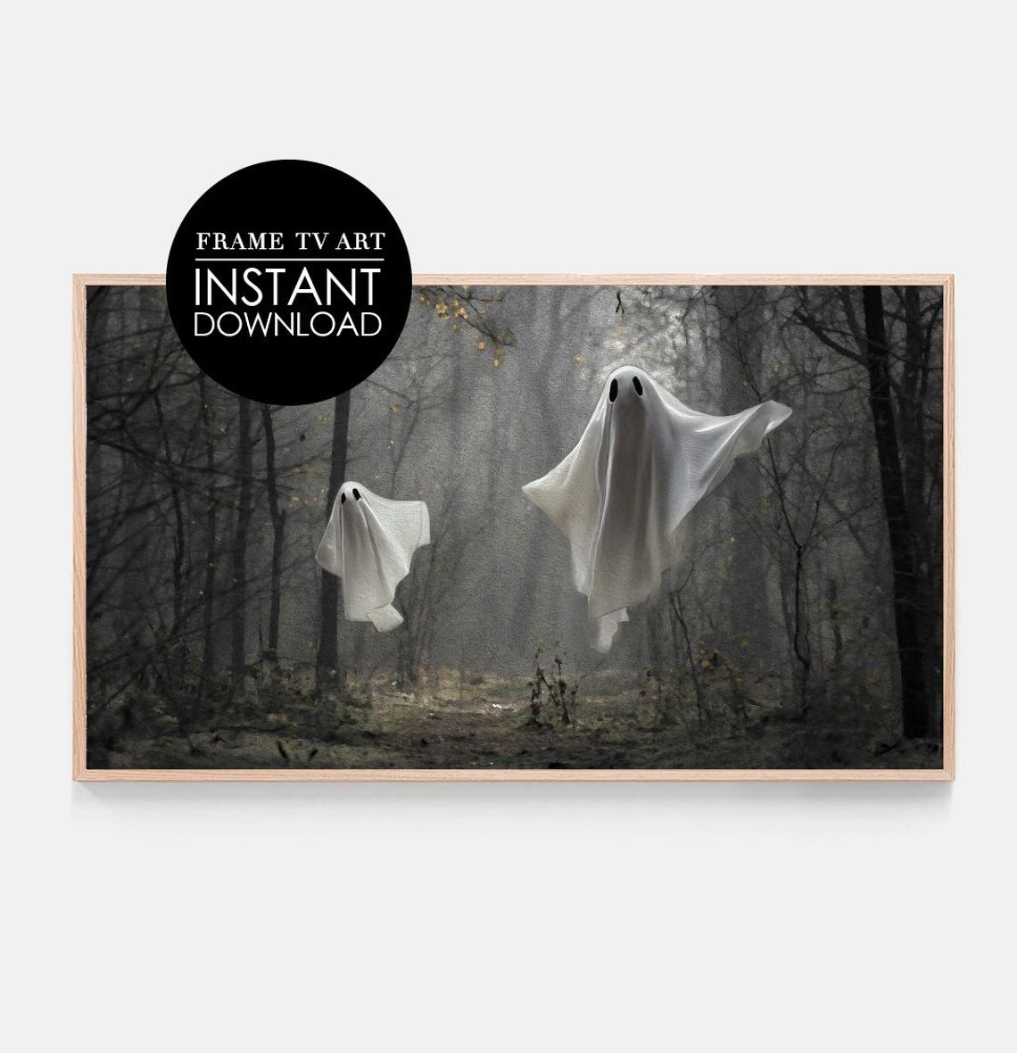 Samsung Frame Tv Art Ghosts Vintage Painting Spooky And Dark Fall Fun Instant Neutral Halloween