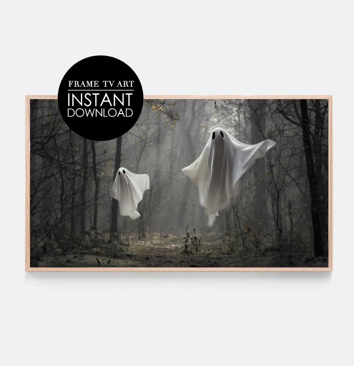 Spooky Ghosts Haunted Forest Vintage Painting Halloween TV Art Print