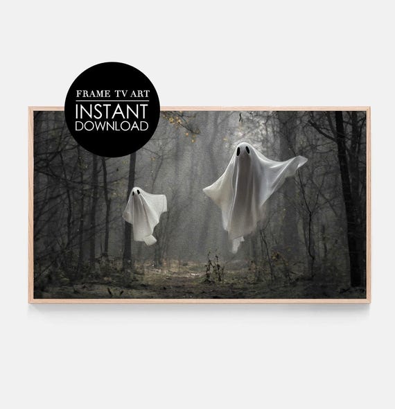 Samsung Frame Tv Art Ghosts Vintage Painting Spooky And Dark Fall Fun Instant Neutral Halloween