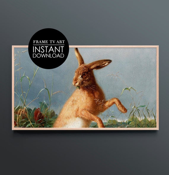 Samsung Frame Tv Art Vintage Bunny Easter Rabbit Decor