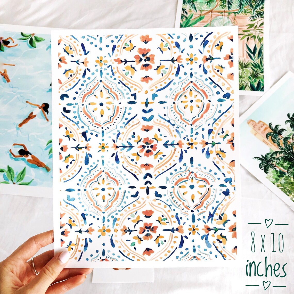 Moroccan Tiles Art Print, Bohemian Mosaic Pattern