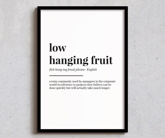 Low Hanging Fruit Definition Print Funny Office Wall Art