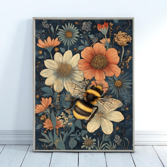 Vintage Morris Poster Bumble Bee Art Print Floral Wall Art Art Nouveau Print Honey Bee Decor Mid Century Art