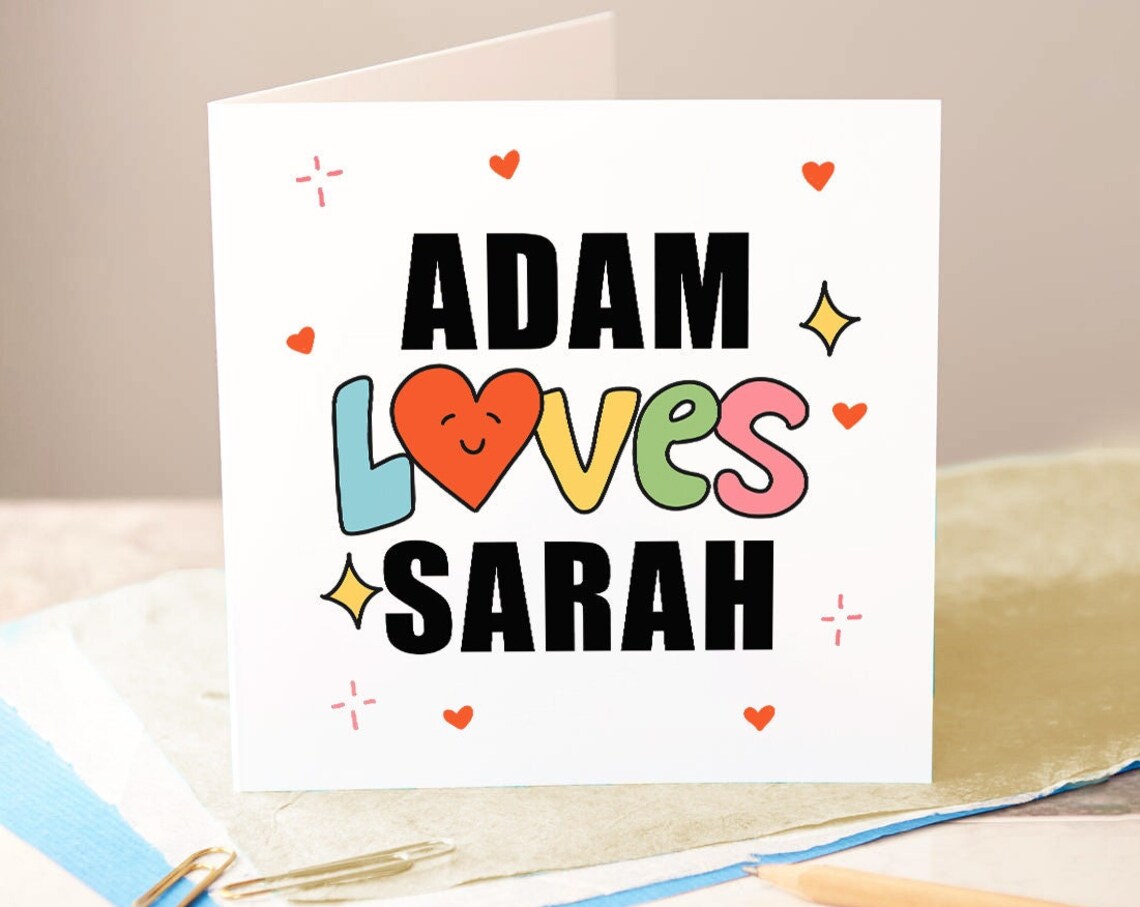 Personalised Couples Love Card Custom Names Anniversary Birthday Gift