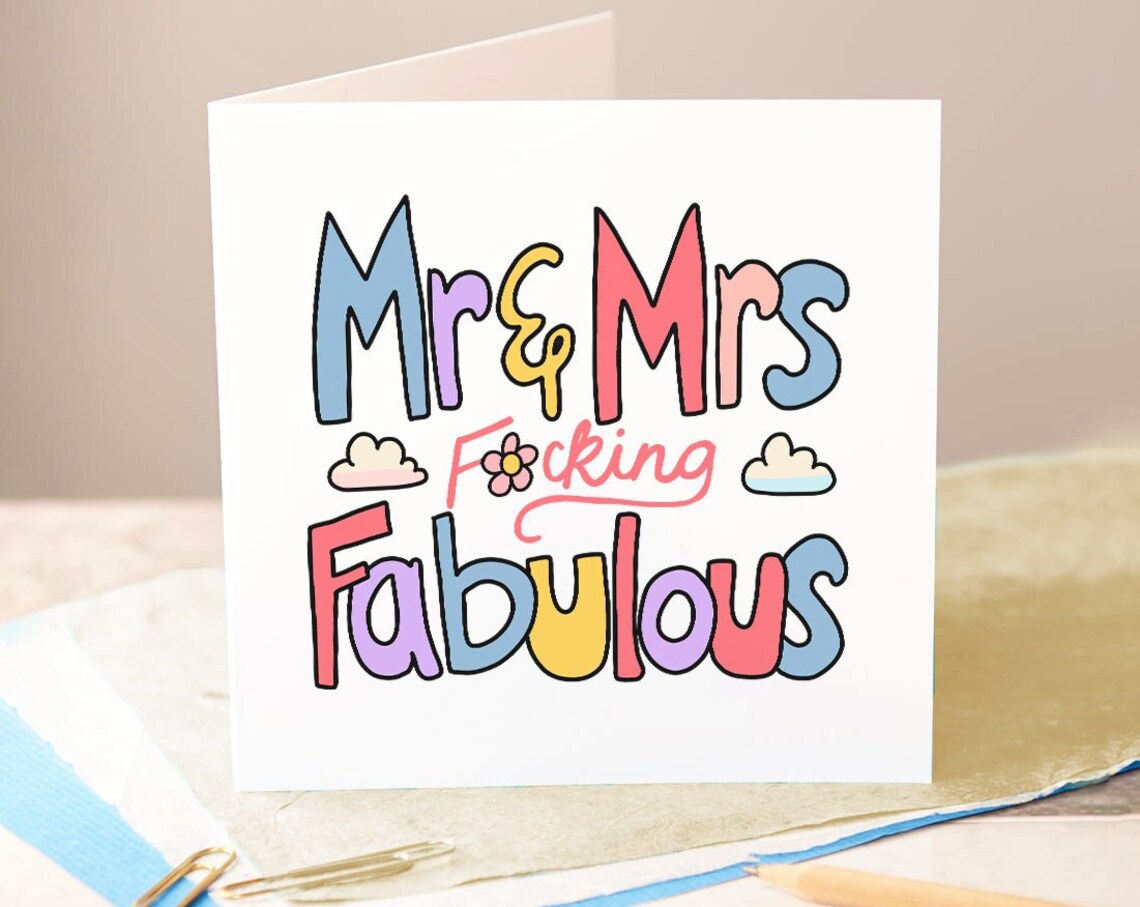 Mr And Mrs Fucking Fabulous Cheeky Wedding Card For Newlyweds Gift