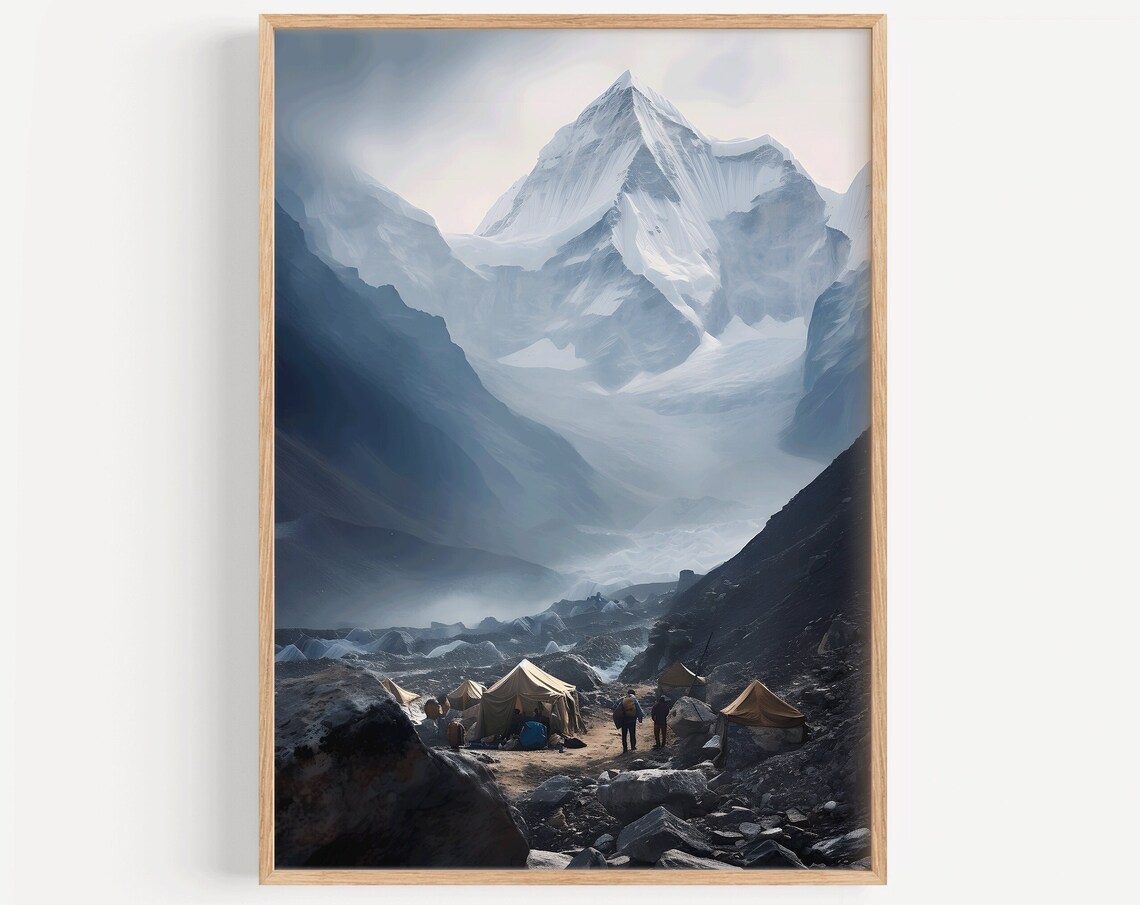 Mount Everest Base Camp, Himalayas Mountain Art Print - Image 4