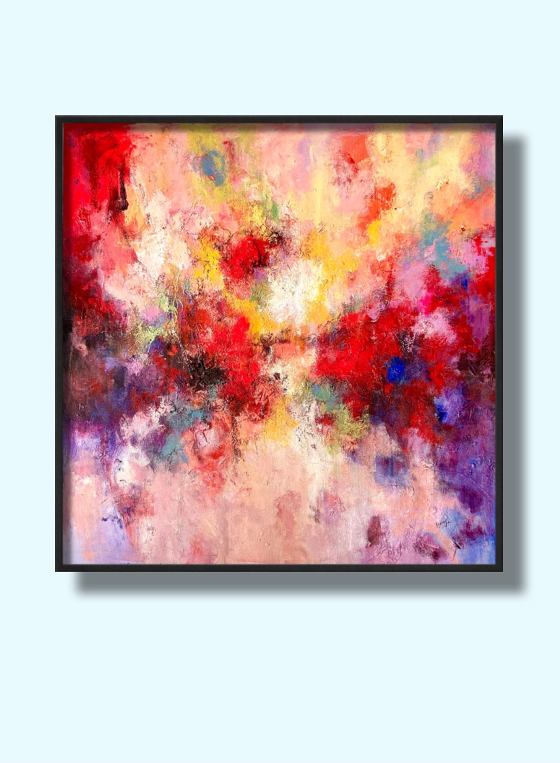 Fiery Red Pink Yellow Abstract Cloud Oil Painting Modern Print