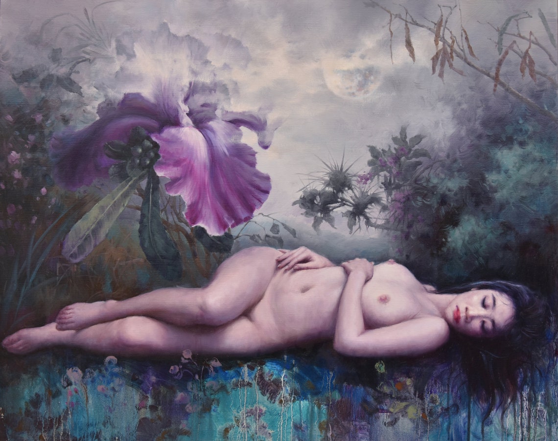 Original Human Body Oil Painting Body Art Oil Painting Art On Wall Art Womens Body In The Flowers Art Art Collection