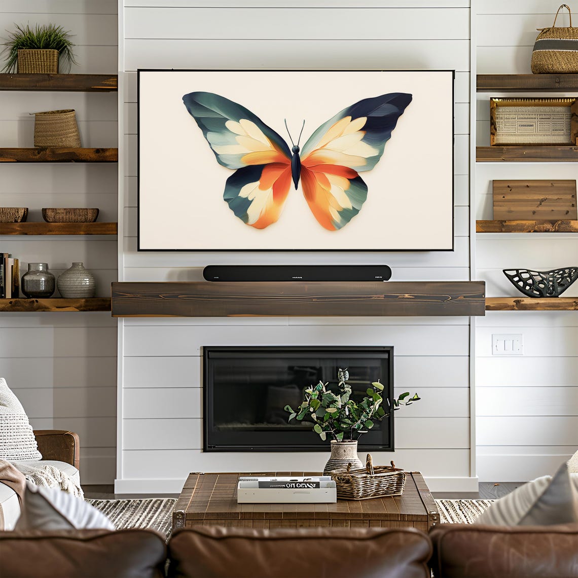Butterfly Frame Tv Art Bold Butterfly Painting Beautiful Brushstrokes Modern Natural Art - Image 2