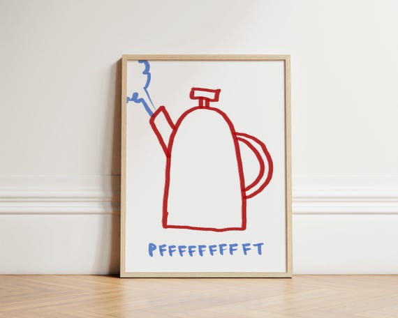 Kettle Print Tea Coffee Wall Art Poster Kitchen Quirky Decor Unframed