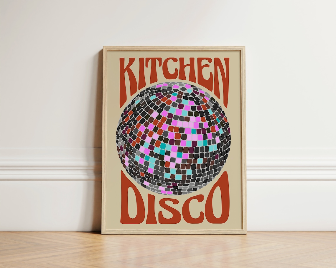 Kitchen Disco Retro Poster Print, Trendy Decor
