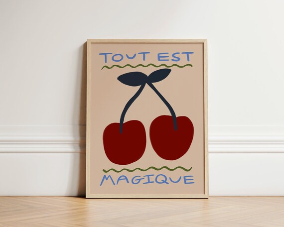 Magic Cherries Print Toddler Room Cherry Illustration Wall Art Nursery Eclectic Kids Play Unframed