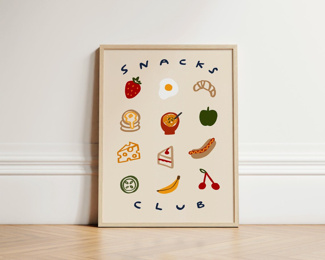 Snacks Club Kids Room Food Illustration Art Print