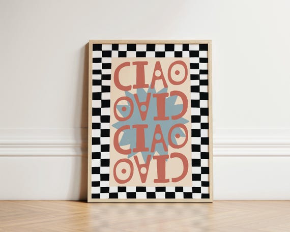 Ciao Print Colourful Illustration Wall Art Typography Poster Decor Hand Drawn Kids Room Unframed