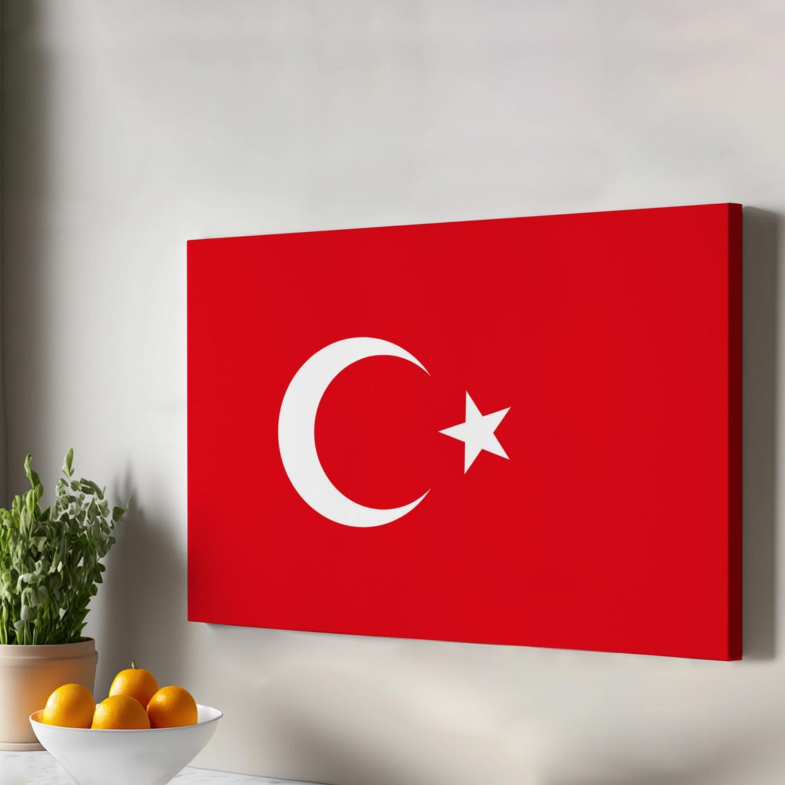 Turkish Flag Red Crescent Star Patriotic Home Decor Wall Art