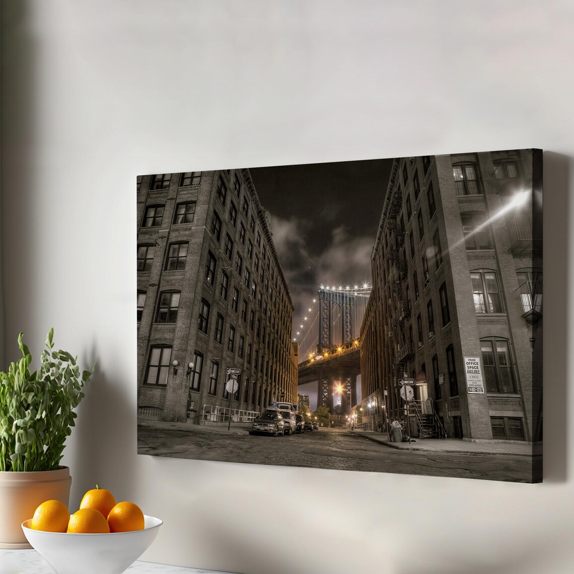 Manhattan Bridge Night Brooklyn Street Photo City Skyline Wall Art