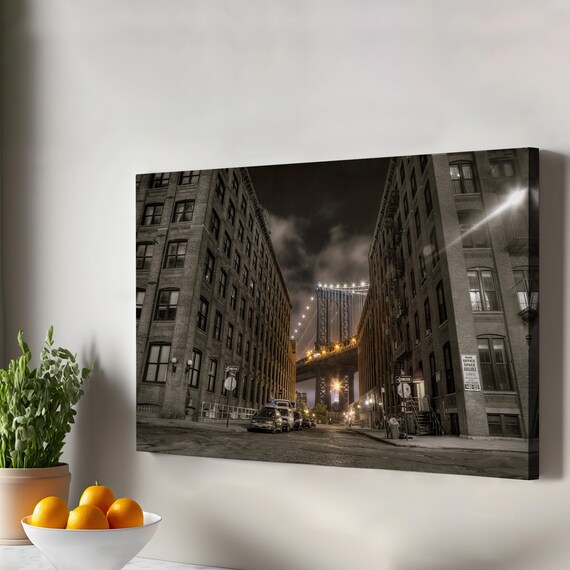 Manhattan Bridge Night Brooklyn Street Photo City Skyline Wall Art