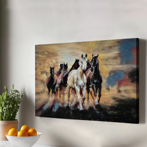 Galloping Horses Decorative Wall Art Animal Modern Housewarming Gifts Canvas Decor