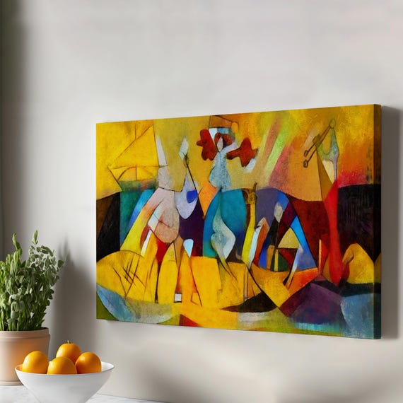 Modern Style Abstract Oil Painting Look Decorative Canvas Wall Art Print Decor Large