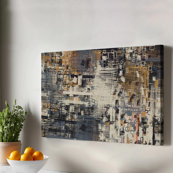 Abstract Geometric Decorative Canvas Wall Art Framed Housewarming Gifts Large