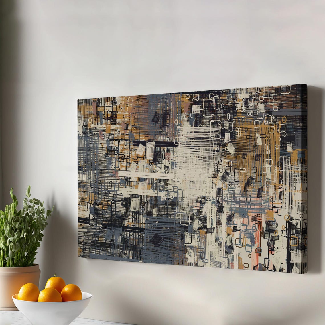Abstract Geometric Decorative Canvas Wall Art Framed Housewarming Gifts Large