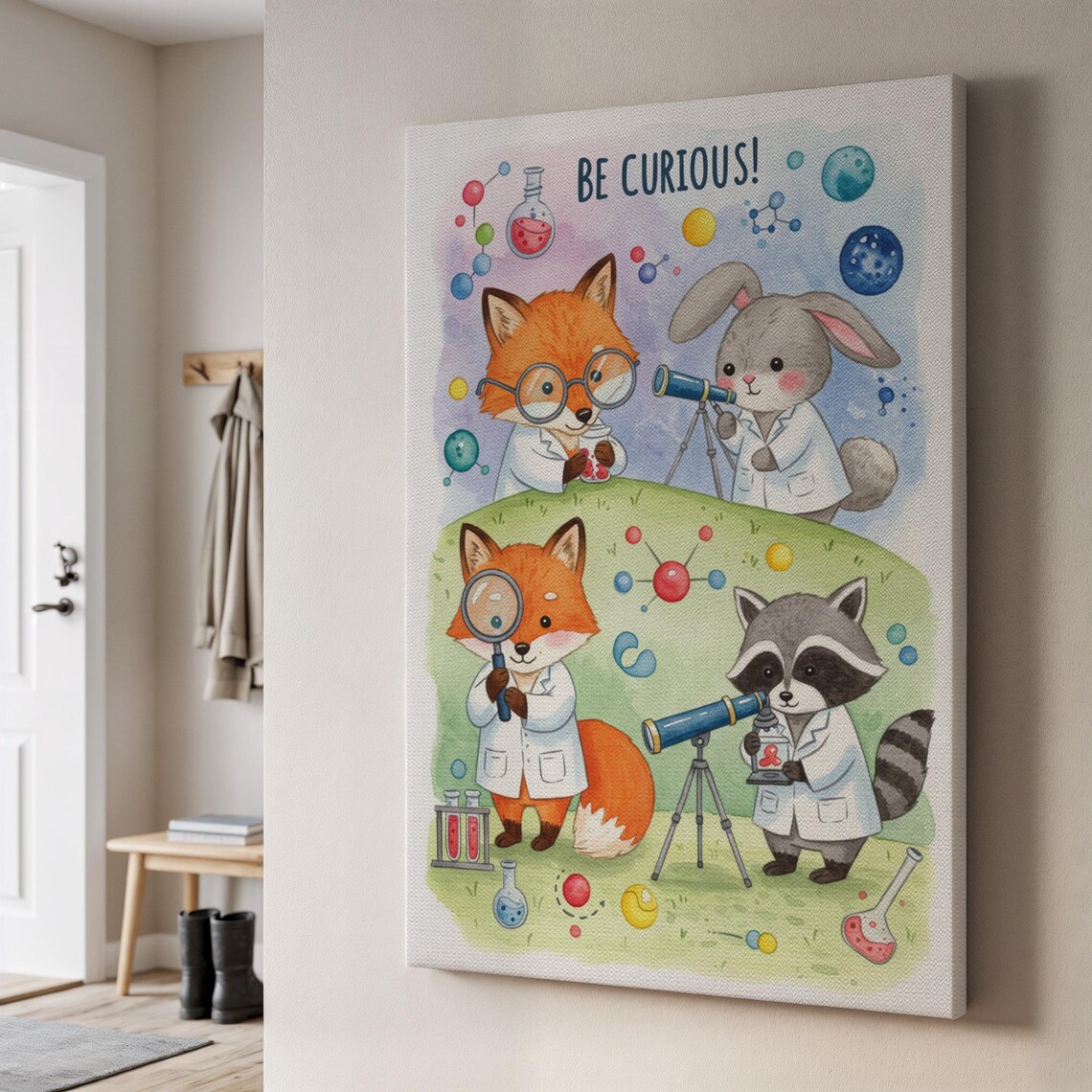 Be Curious Science Animals Nursery Art Print