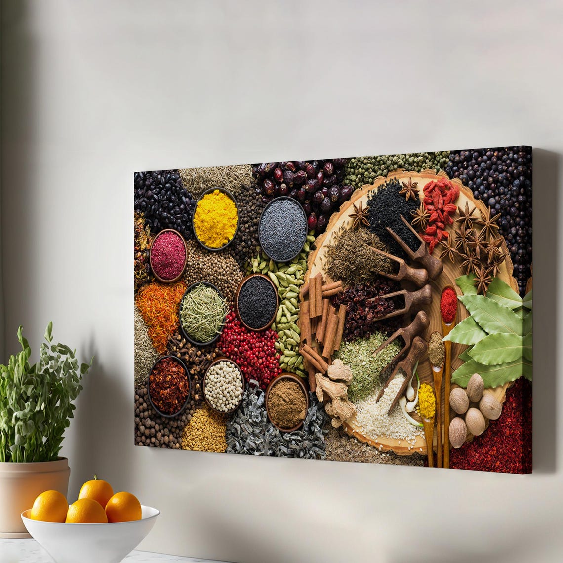 Colorful Spice Market Flat Lay Turmeric Paprika Kitchen Decor Poster
