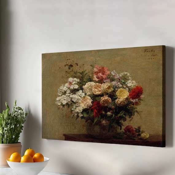 Classic Floral Bouquet Oil Painting Vintage Still Life Canvas Poster