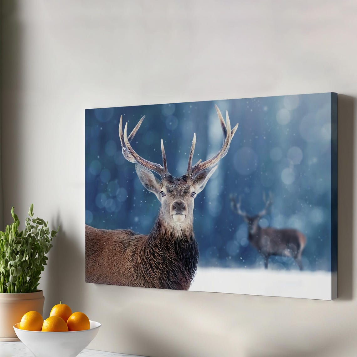 Deer Decorative Canvas Painting Housewarming Gifts Animal Wall Decor Art Framed