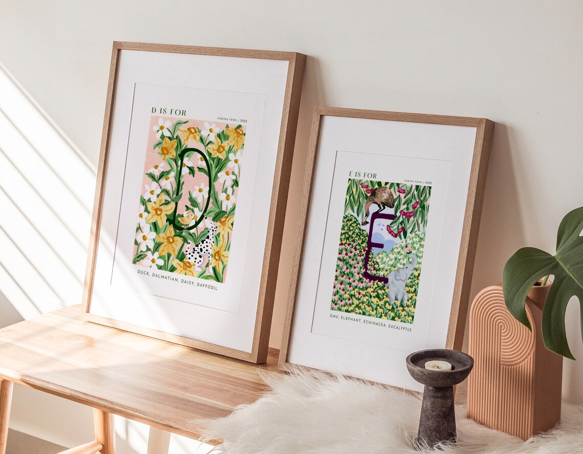 Monogram E Art Print, Nursery Alphabet Decor - Image 2