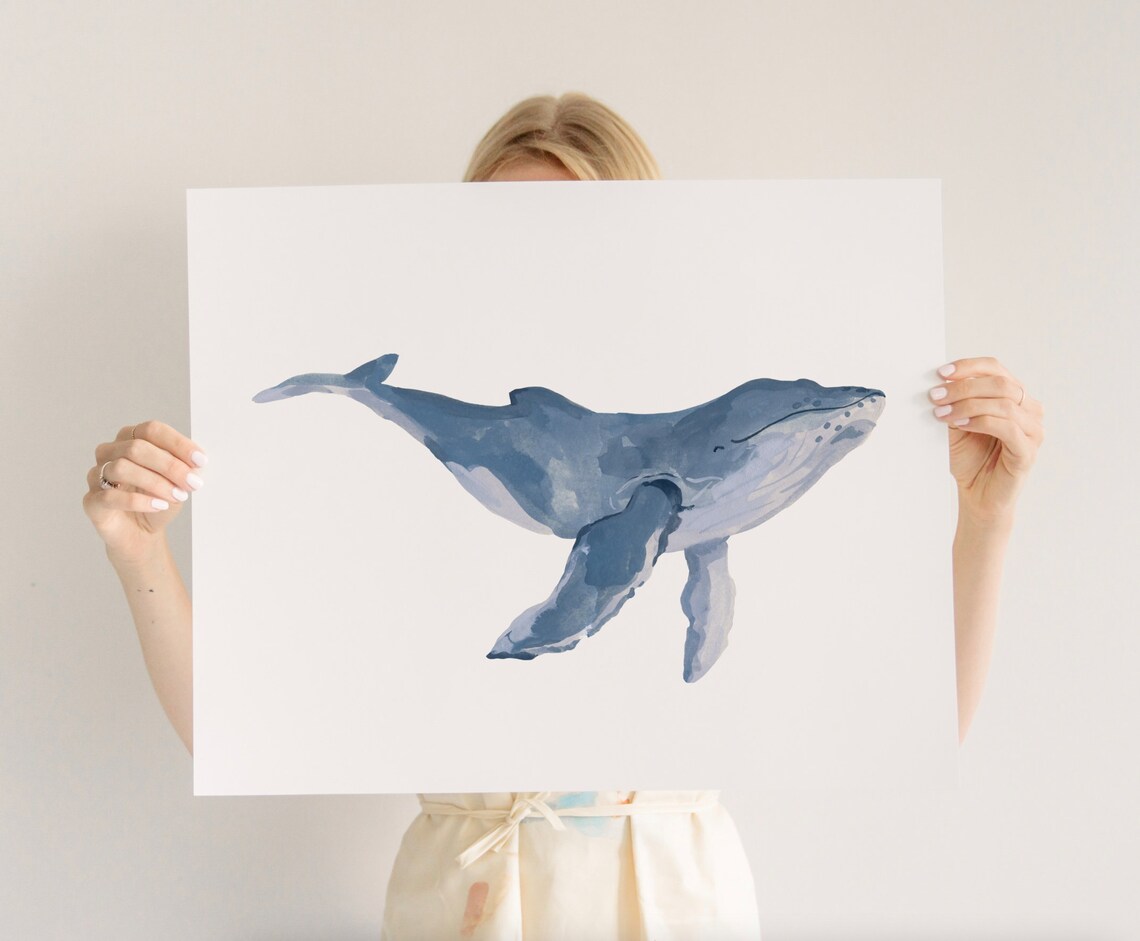 Blue Whale Art Print, Nursery Room Decor - Image 4