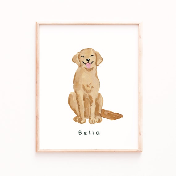 Golden Retriever Pet Name Portrait Art Print