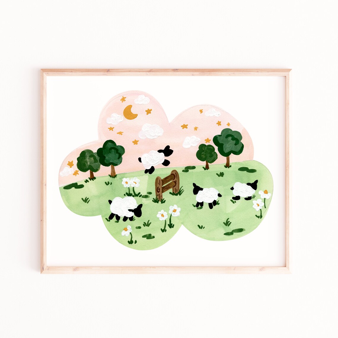 Counting Sheep Art Print, Nursery Animal Decor