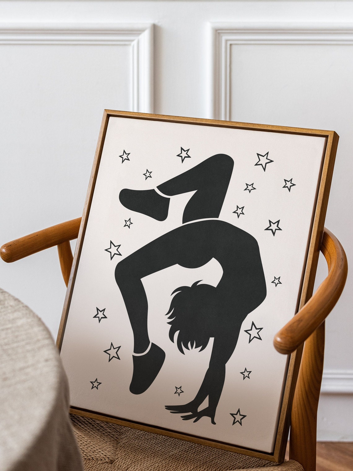 Black Gymnast Backbend Silhouette Stars Athletic Gymnastics Poster - Image 3