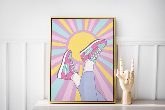 Retro Sunshine Sneakers Feet Up Funky Groovy Room Decor Poster