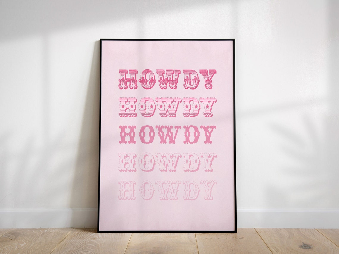 Howdy Western Art Print Preppy Aesthetic Cowgirl Art Print Preppy Poster Pink Print Cowgirl Wall Art Western Print Trendy Pink Poster - Image 3