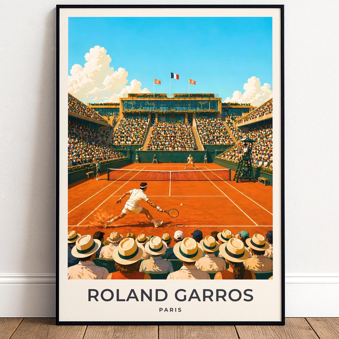 Roland Garros Tennis Poster, Paris Clay Court